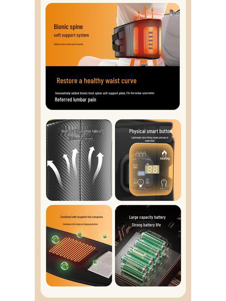 Heated Waist Support & Massager Belt - Electric Hot Compress for Back and Abdomen Relief.