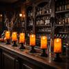 Halloween Pumpkin Candle Holder with Flickering LED Light for Bar Party Decor