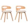 Dining Chairs 2 Pcs Cream Bentwood and Faux Leather