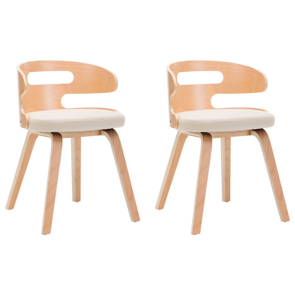 Dining Chairs 2 Pcs Cream Bentwood and Faux Leather