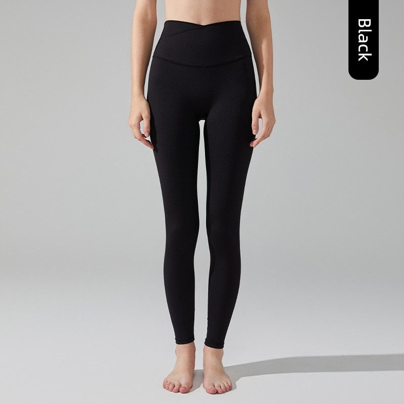 

Nude Feel Yoga Pants Women s Cross V-Shaped High Waist Hip Lift Dance Fitness Pants No Embarrassment Line Stretch Tight Sports Pants Black M