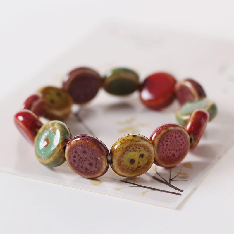 Ceramic Bracelet Jewelry Fashion Flower Glaze Bead Bracelet Multicolor Casual Bohemian Bracelet