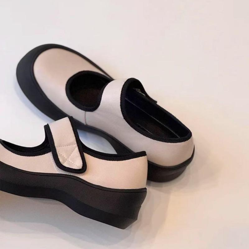 Platform Sports Velcro Mary Jane Shoes Women's Versatile Round Head Small Leather Shoes Vintage Ballet Single Shoes