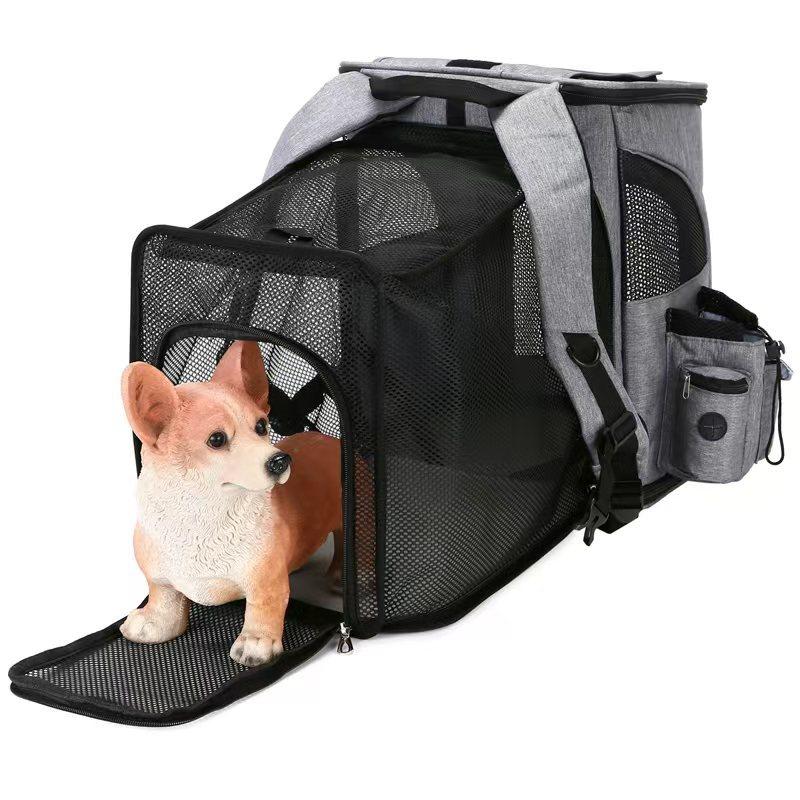Pet Backpack Carrier, Breathable Expandable Pet Travel Backpack, Deform‑Resistant Double Shoulder Cat Dog Bag for Small Cats Puppies Outdoor Trip
