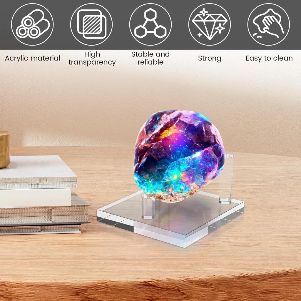 4 Pcs Clear Acrylic Crystal Display Stand For Fossil Gemstones Coral Geodes Seashells Rock Mineral Agate Small Collectibles