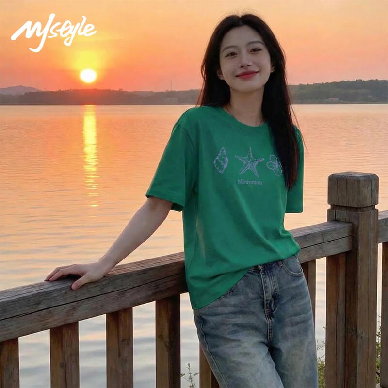 MJ STYLE Women's Starfish Graffiti Short Sleeve T-Shirt