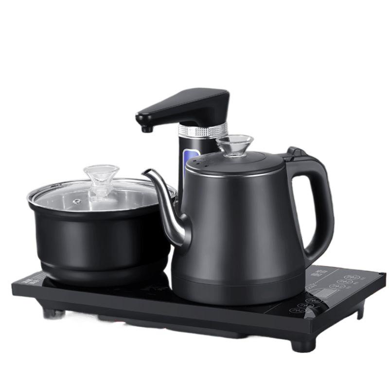 Fully Automatic Electric Kettle: Boils Water, Stainless Steel, Double-Layer, Anti-Scald Design, Heat Preservation, Ideal for Tea Brewing. Black Basic Bottom Water Inlet