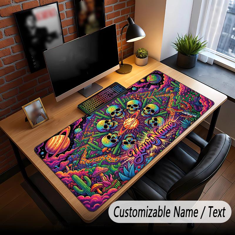 Space Cosmic Theme Custom Mouse Pad Personalized With Name Text Customized Desk Mat For Office Home Decor