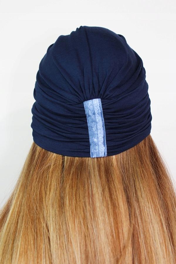 Navy Blue Mona Turban Crinkled Cap Without Pattern Even After Chemotherapy