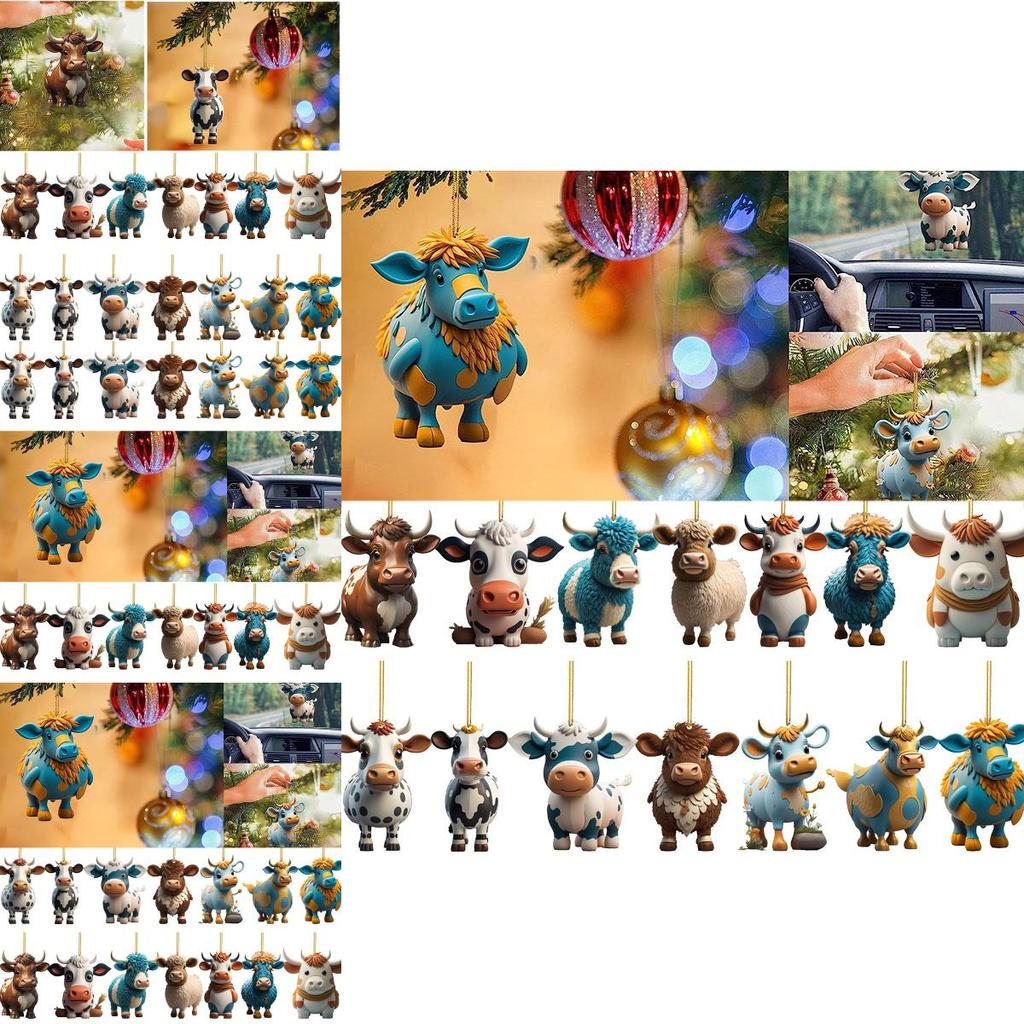 Colorful Cartoon Cow Car Hanging Ornament For Christmas Tree Home Decor