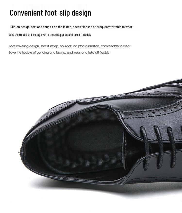 British Men's Carved Leather Brogues with Pointed Toe - Plus Size Formal & Casual Color Block Shoes