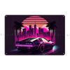 Shoreline Drifter Car Driving Towards Synthwave Sun Through s Miami Metal Plaque Printing Customize Tin Sign Poster