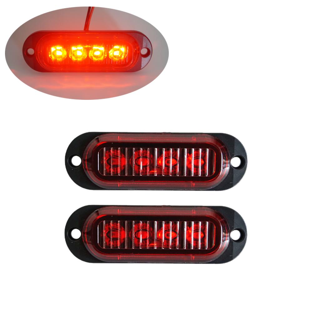 Feux latéraux à 4 LED pour remorque, indicateur de dégagement à 4 LED 12V-24V, 2 pièces