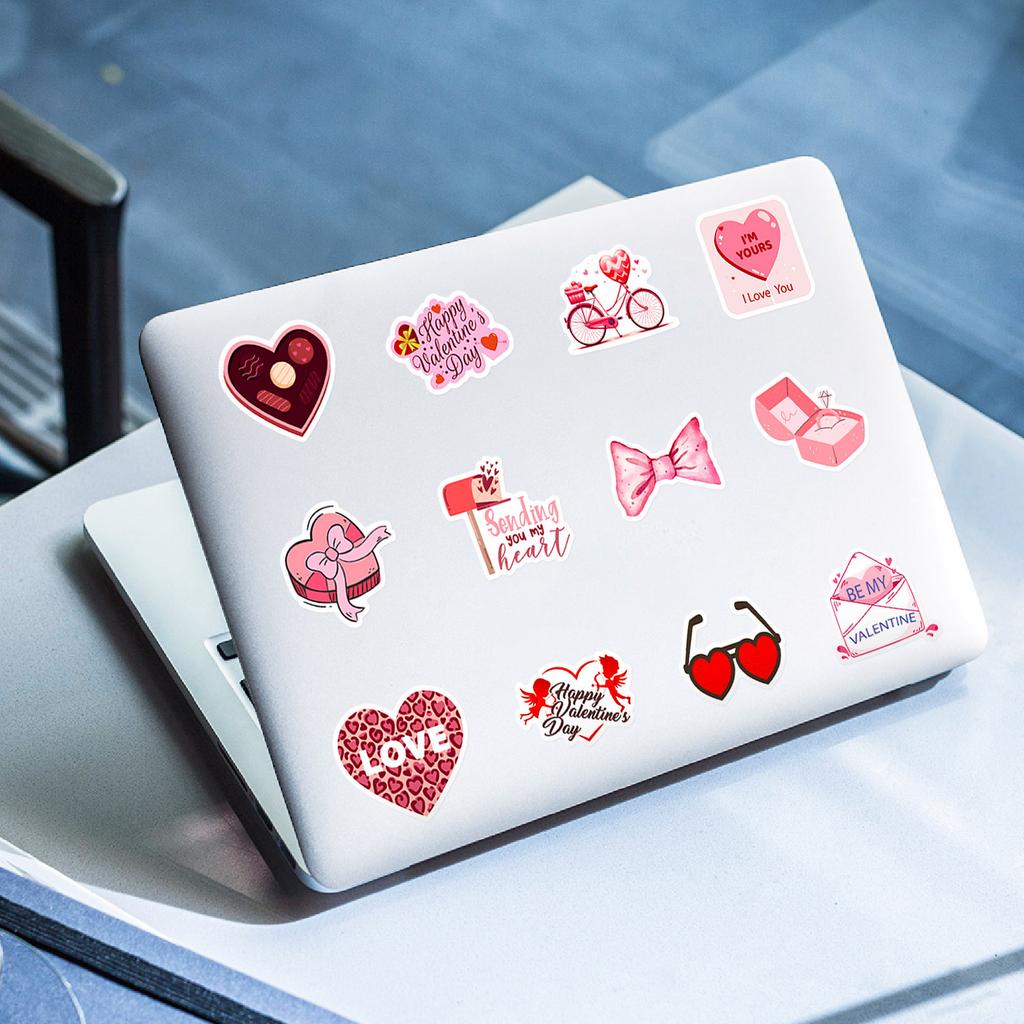 50pcs Vinyl Cartoon Love Decals, Reusable, Self-Adhesive, Romantic Valentine'S Day Themed, for Stationery, Laptops,Water Bottles