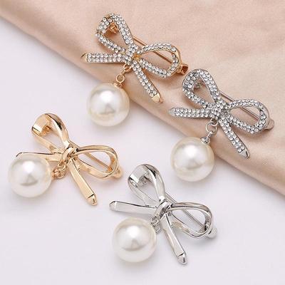 Perlen Strass Schleife Brosche mit Anti-Exposition Pin