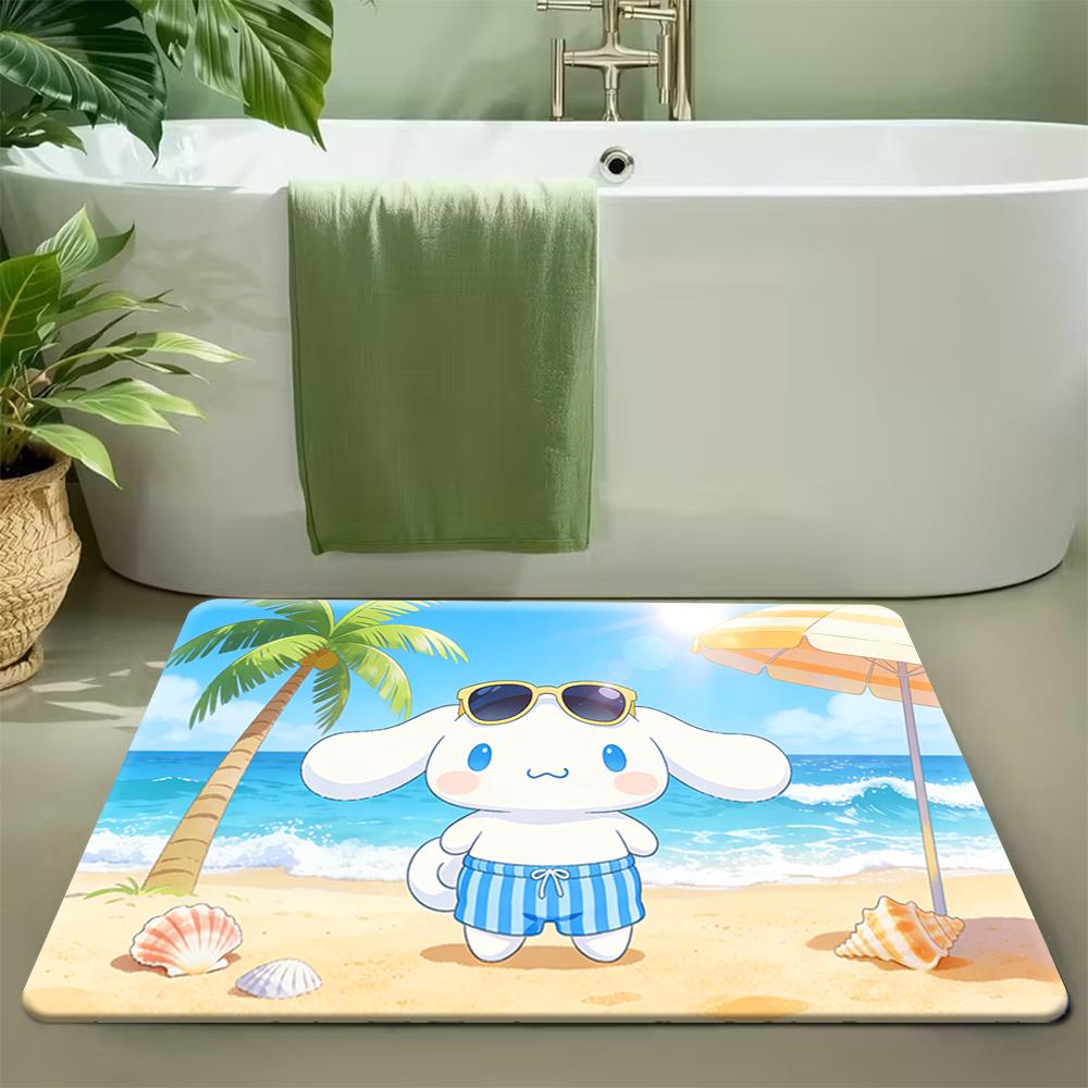 1pc Premium Flannel Creative Doormat, Non-Slip Bottom Mat with Sanrio Cartoon Character Collection Design, Soft and Comfortabl