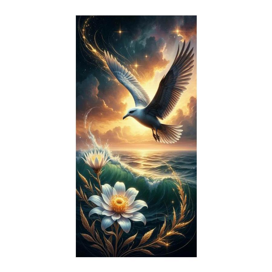 DIY Diamantmosaik Möwe Blumen Große Größe Diamanten Malerei Tier Vogel Vollbohrer Strass Stickerei Schmuck Kreuzstich-Sets Wanddekoration