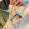 Crystal Flower Chain Luxury Beaded Portable Chain Wrist Short Lanyard Mobile Phone Case Car Keychain Bag Pendant