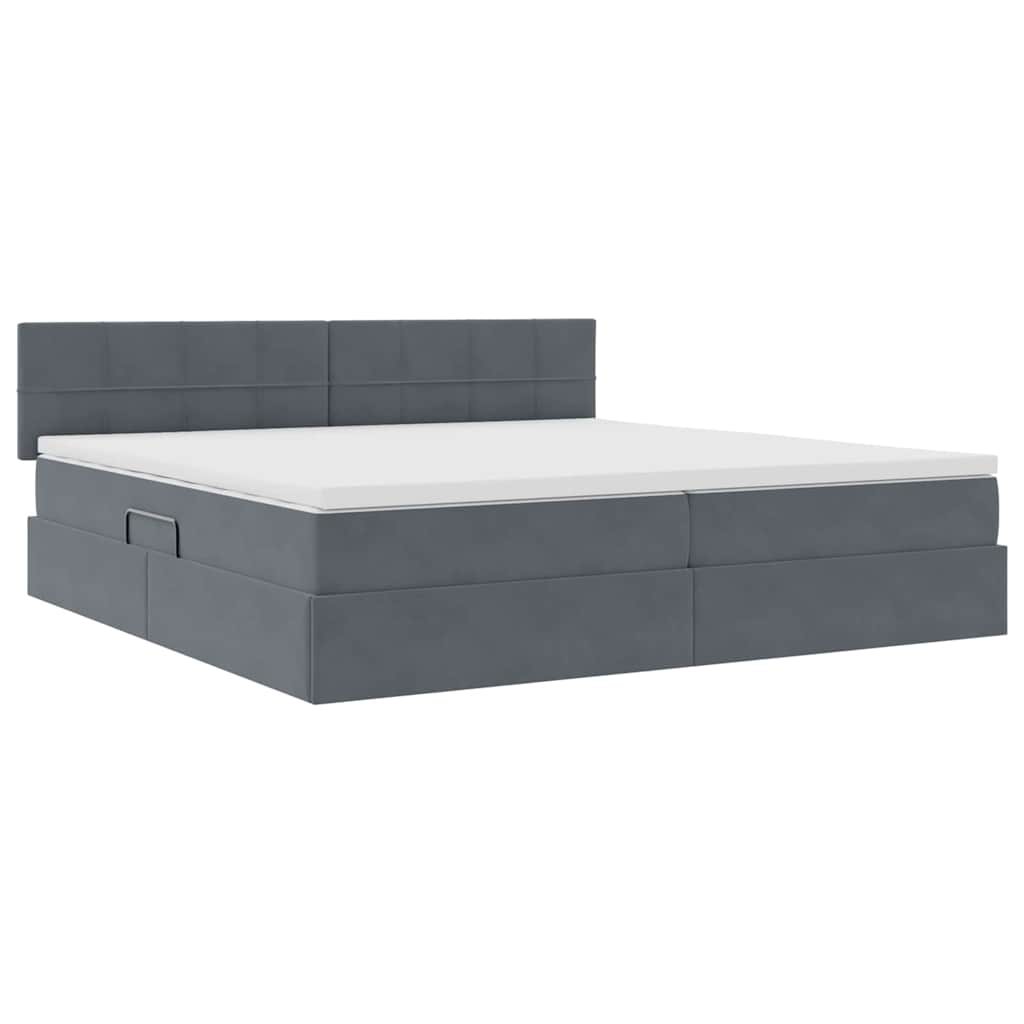 Storage Bed with Mattress Dark Gray 200 x 200 cm Velvet