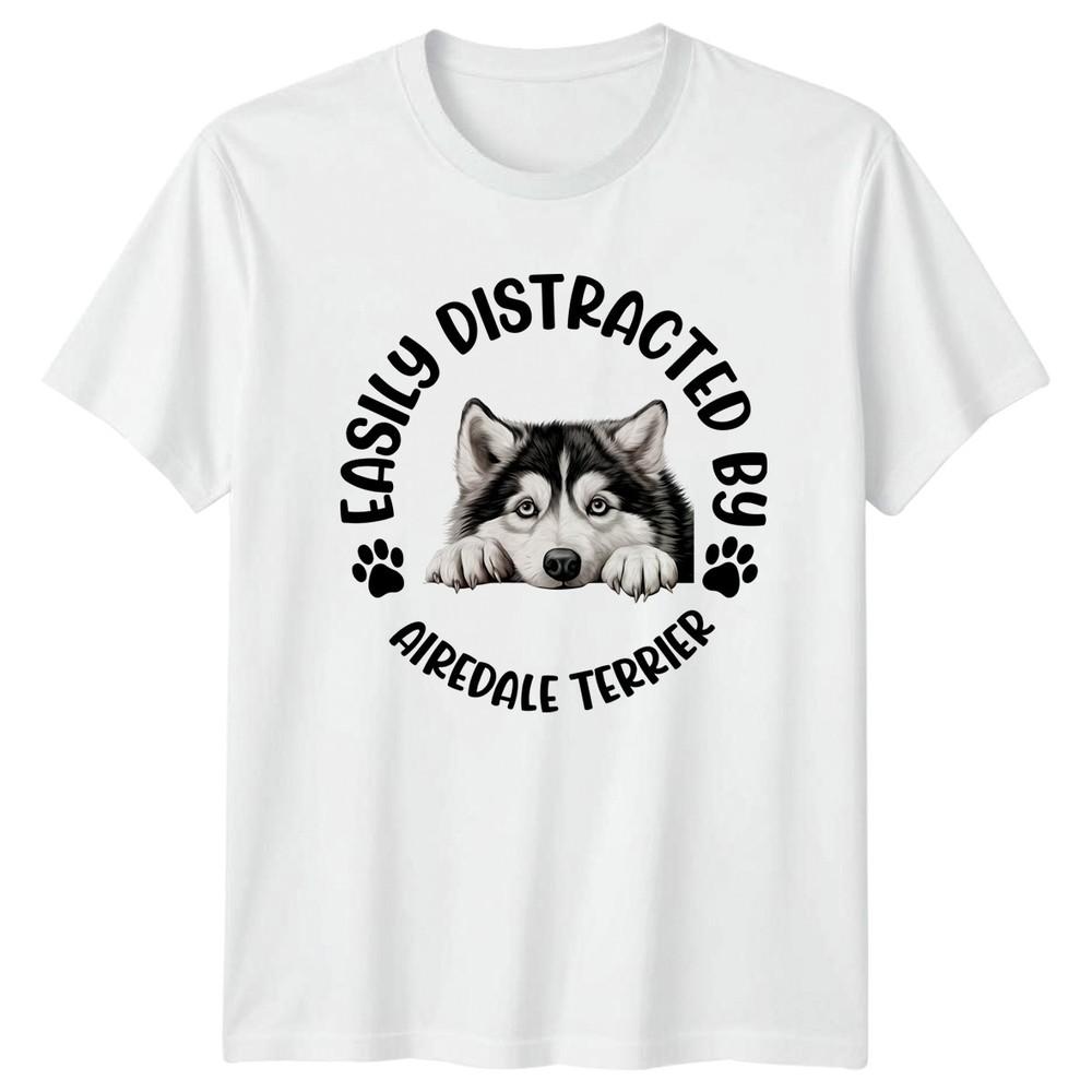 Easily Distracted By Airedale Terrier Dogs Unisexs TShirt Unisexs Tee Graphic Top S