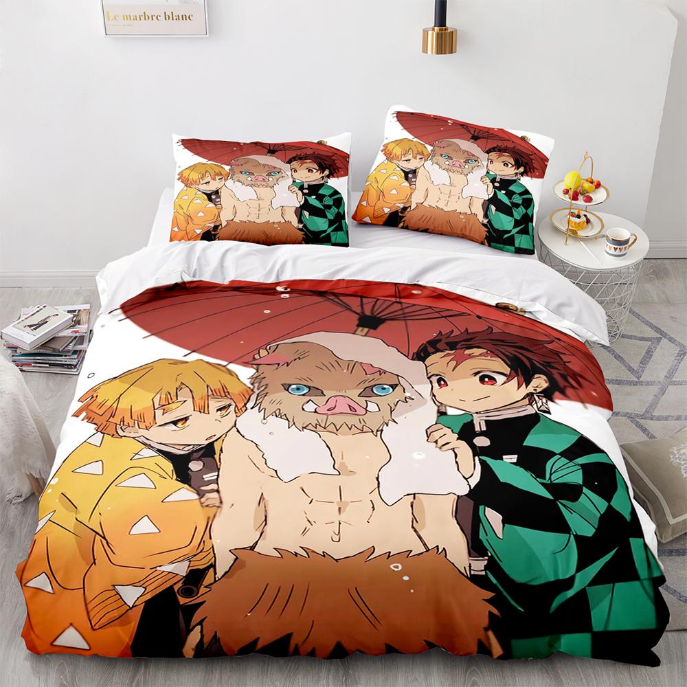 Comforter Kamado Tanjirou Bedding Set Single Twin Full Queen King Size Demon Slayer Bed Set Aldult Kid Bedroom S 3D Anime 33