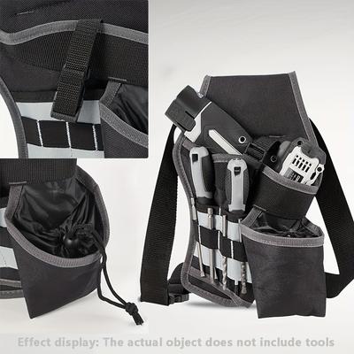 5 Spezifikationen Einseitige Werkzeugtasche für Elektriker, Zimmerleute und Bauarbeiter, Robuste Canvas-Konstruktion, schwarz