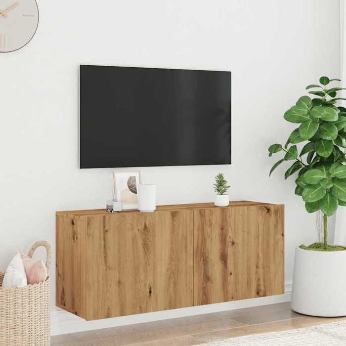VidaXL Meuble TV mural chêne artisanal 100x30x41 cm, support TV, armoire média, console TV, meuble HiFi, centre de 857671