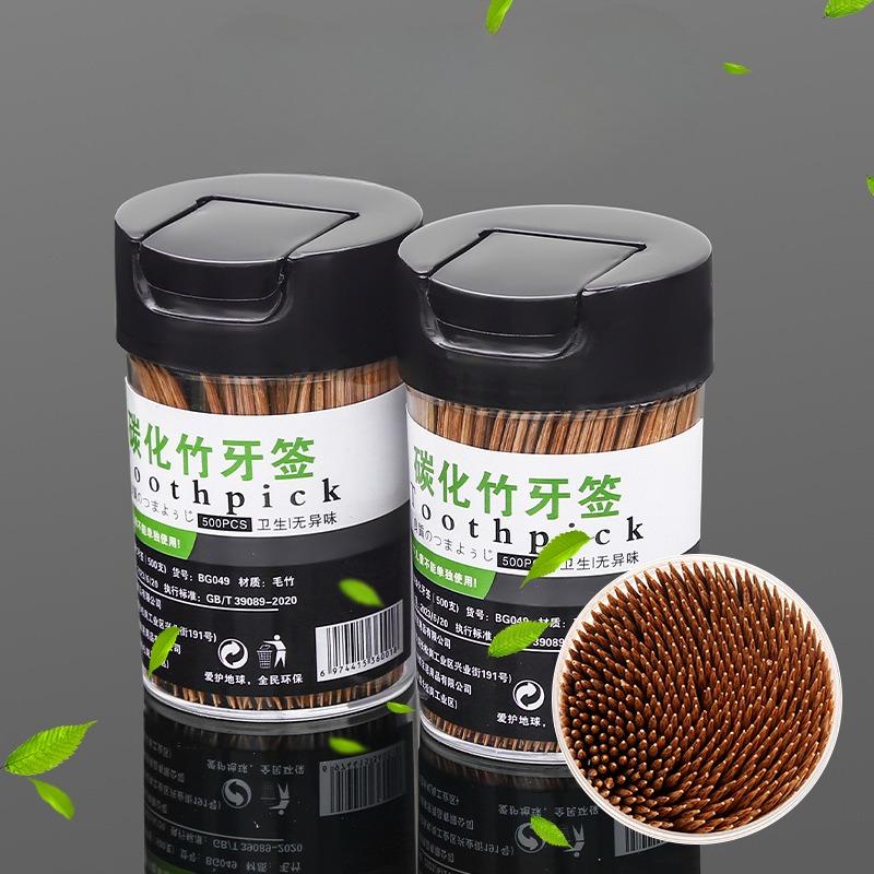500 Packs of Canned Disposable Carbonized Bamboo Toothpicks for Household Use, Fruit Toothpicks, and Restaurant/hotel-specific Toothpicks.