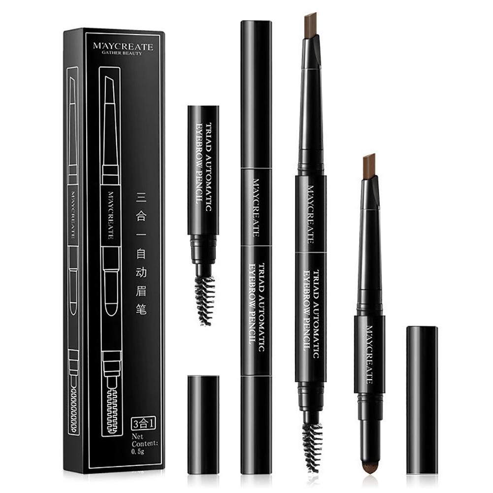 3 in 1 Waterproof Eyebrow Pencil Powder Eye Brow Brush Pigment Beauty Makeup Kit
