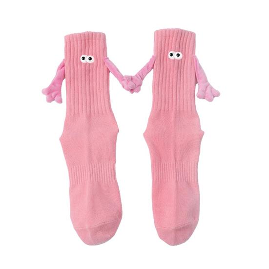 Magnetic Holding Hands Socks Fun Crew Socks with 3D Eyes Stretchy Interacting Socks for Women Men Teens Couples Friends Gifts