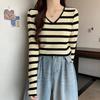 NaVaVa Women V Neck Stripe Long sleeVe Knit Top Nk2851