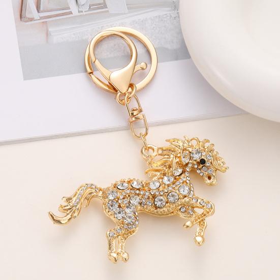 2026 Year of Horse Keychain Colorful Sparkling Rhinestones Key Chain Bag Backpack Hanging Decoration