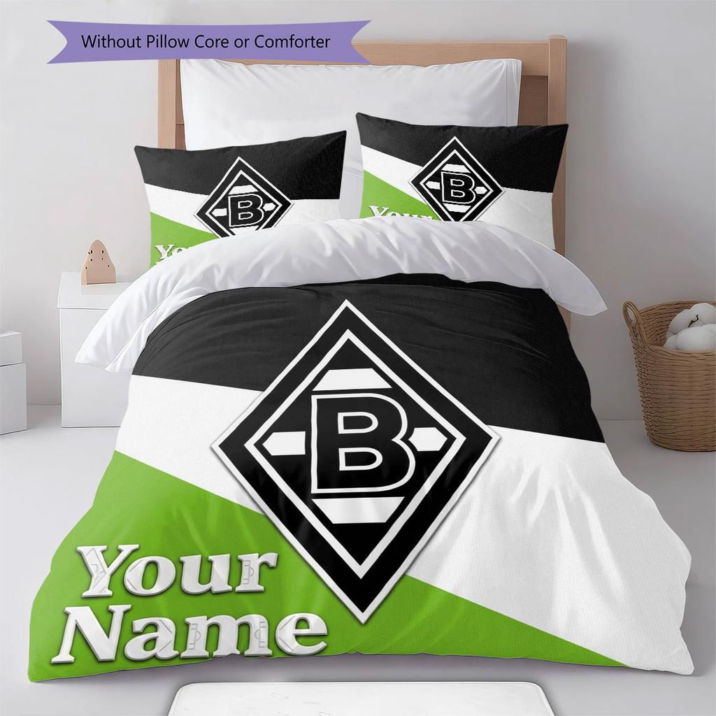 Borussia Custom Name Pattern Bedding,Quilt Set Quilt Cover Pillowcase Home Birthday Gift(1 * Duvet Cover + 2 * Pillowcase, Without Core)