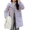 Women's Fashionable Mid-length Down Jacket With Hood And Thick Cotton-padded Coat