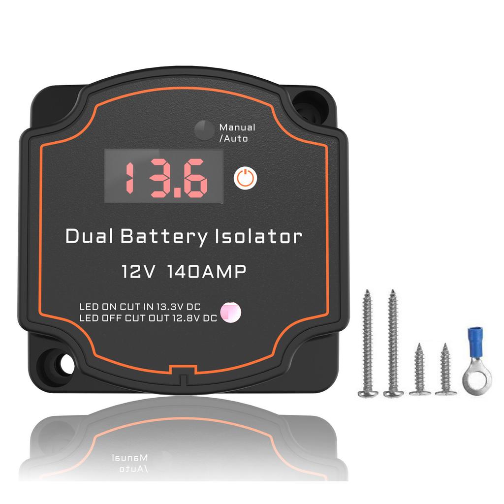 Split Charge Relays 12V 140A Double Battery Isolator VSR Voltage Sensitive Relays with LED Voltage Display