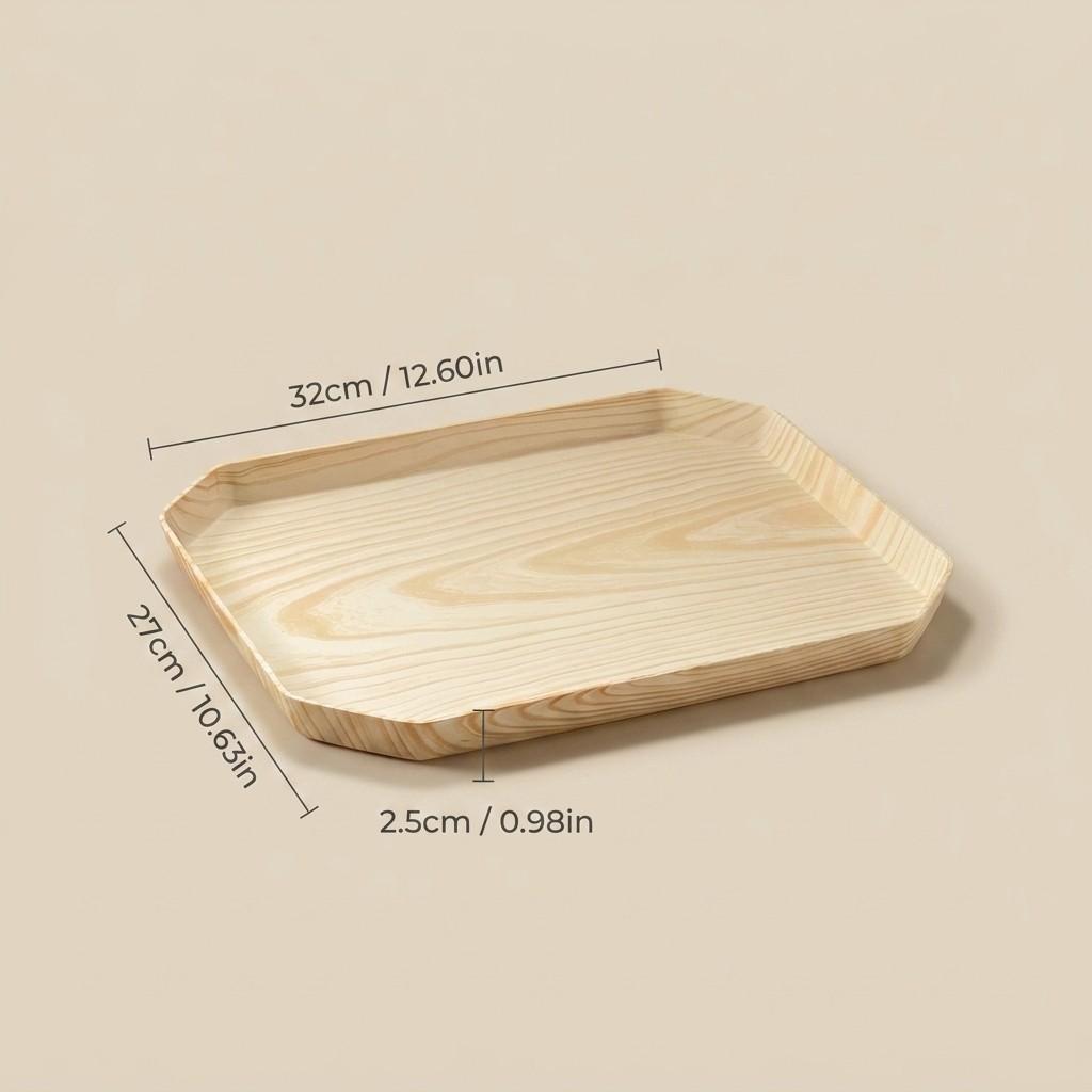Waterproof Bathroom Vanity Tray Countertop Makeup Organizer Stackable Octagon Plastic Wood Grain Perfume Cosmetic Storage Tray
