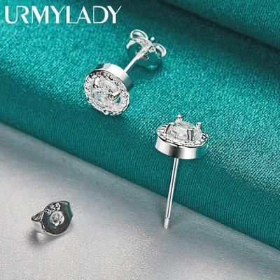 Boucles d'oreilles rondes en argent Sterling 925 et Zircon pour femmes, bijoux de charme à la mode