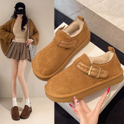 [Fanfuna] Retro Flat-soled Cotton Shoes for Women's 2025 Autumn and Winter New Velvet Thickened Warm and Wear-resistant Soft-soled Cotton Shoes