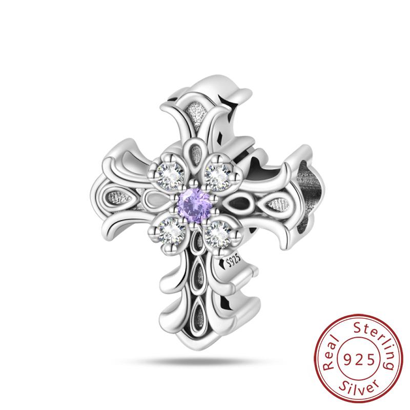 100% Copper Metal Charm Bead Components Bead Components Bible Zircon Cross Jesus Both Hands Pray Compatible With Authentic Original Bracelets High