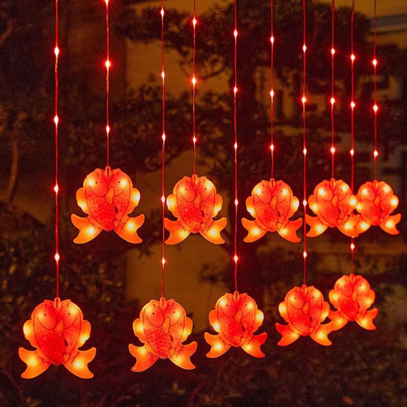 Red Lantern Curtain String Lights for New Year and Spring Festival - Perfect for Bedroom, Shop, Supermarket, Window, Balcony, or Door Decorations