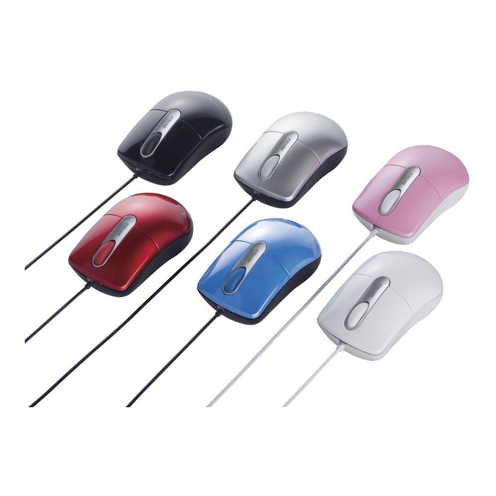 BUFFALO Wired Optical Mouse Size Black BSMOU27SMBK Quiet/3 Buttons/M