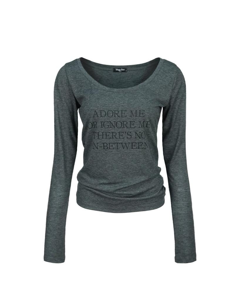 Maegolenseoul Adore Me Loose Fit Long Sleeve Melange Charcoal