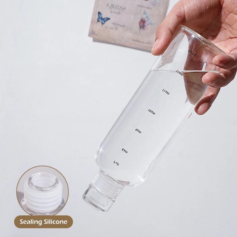 Transparent Plastic Water Bottle Time Marker Creative Large Capacity Leakproof Milk Cup Drinkware Kid School Gym Sport