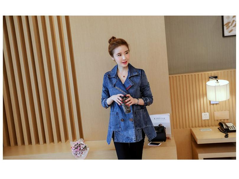 2024 Dámský všestranný slim korejský džínový větrovka - Volný středně dlouhý střih pro jaro a podzim