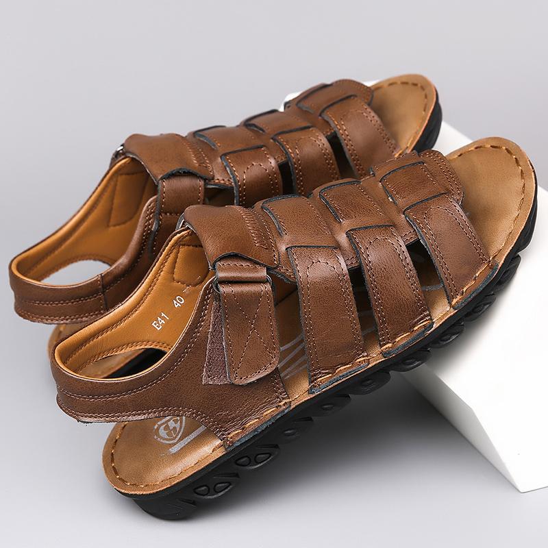 Fashion Fashionable Summer New Outdoor Anti Slip Water Wading Genuine Leather Sandals High-quality Men Comfortable Soft Bottom Slippers