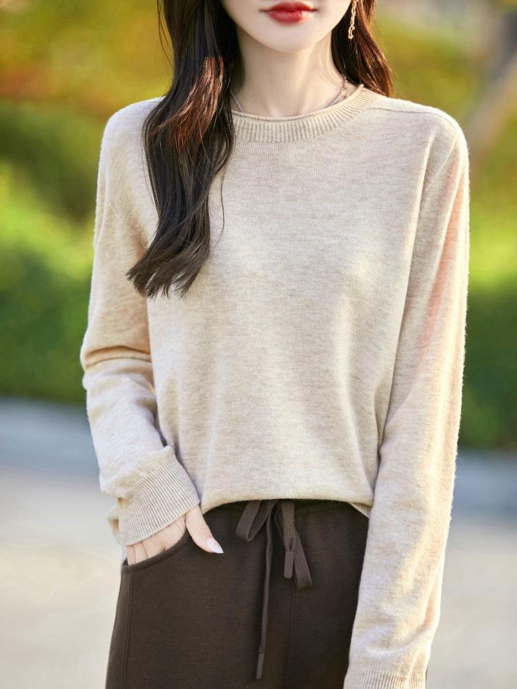 

Жіночий кашеміровий светр Qinghe кашемір 50% шовк 50% вовна Осінньо-зимовий кашеміровий пуловер м який і теплий M бежевий