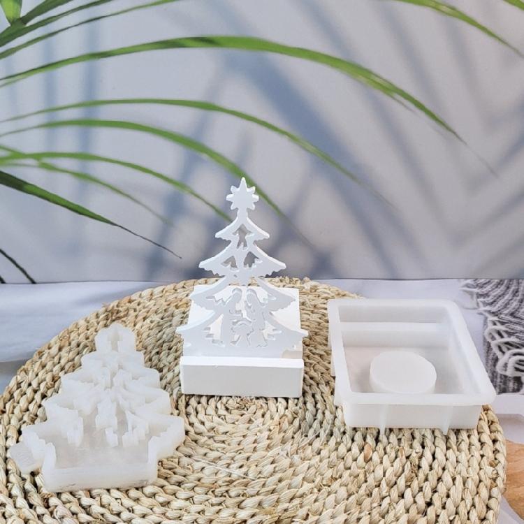 Candle Holder Silicone Molds Christmas Tree Candlesticks Resins Castings Mould