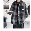 Men's Plaid Tweed Jacket Casual Button Down Shacket Coat Long Sleeve Loose Fit Streetwear Autumn Winter Fashion Outerwear