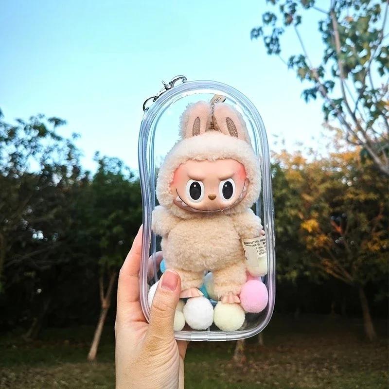 For Labubu Waterproof Bags Labubu Bag Case With Keychain Transparent Cloth Box Art Toy Nice Decor Good Gift For Kidss
