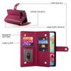 DF-011 For Google Pixel 9a Case Zipper Pocket Wallet Leather Phone Cover with Straps